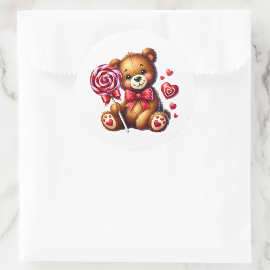 Valentinstag-Teddy-Aufkleber Runder Aufkleber (Tasche)