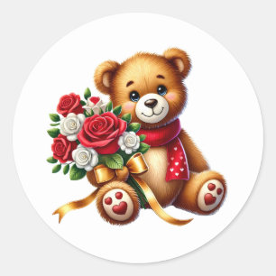 Valentinstag-Teddy-Aufkleber Runder Aufkleber