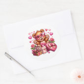Valentinstag-Teddy-Aufkleber Runder Aufkleber (Umschlag)