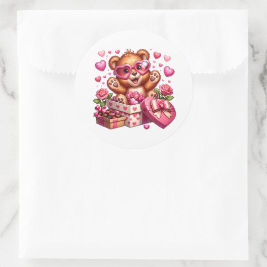 Valentinstag-Teddy-Aufkleber Runder Aufkleber (Tasche)