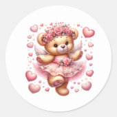 Valentinstag-Teddy-Aufkleber Runder Aufkleber (Vorderseite)