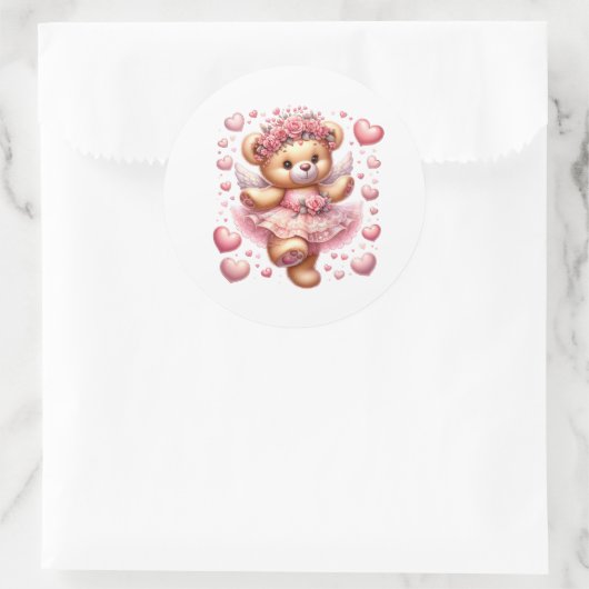 Valentinstag-Teddy-Aufkleber Runder Aufkleber (Tasche)
