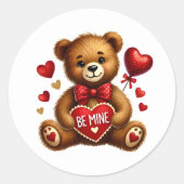 Valentinstag-Teddy-Aufkleber Runder Aufkleber (Vorderseite)