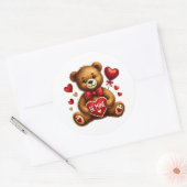Valentinstag-Teddy-Aufkleber Runder Aufkleber (Umschlag)