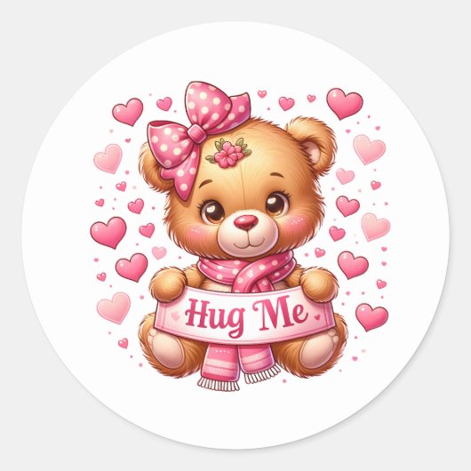 Valentinstag-Teddy-Aufkleber Runder Aufkleber (Vorderseite)