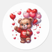 Valentinstag-Teddy-Aufkleber Runder Aufkleber (Vorderseite)