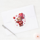 Valentinstag-Teddy-Aufkleber Runder Aufkleber (Umschlag)