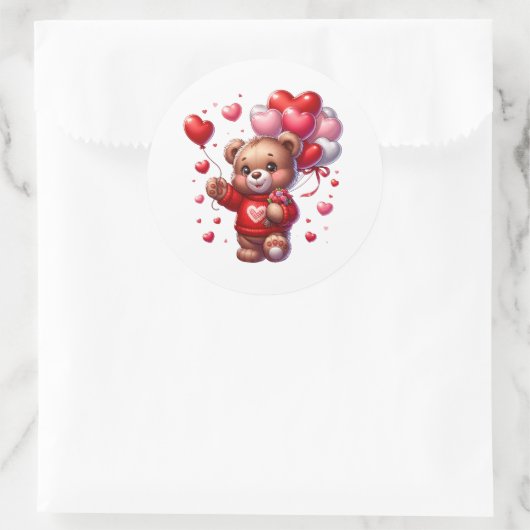 Valentinstag-Teddy-Aufkleber Runder Aufkleber (Tasche)