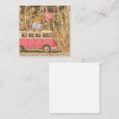 Valentinstag: Teddy Bear & Pink Vintage Car Mitteilungskarte (Vorne/Hinten)