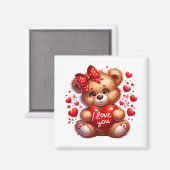 Valentinstag-Teddy  Magnet (Vorderseite/Rückseite)