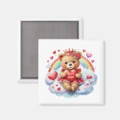 Valentinstag-Teddy-Magnet   Magnet (Vorderseite/Rückseite)
