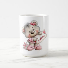 Valentinstag-Teddy mit Herz-Schild Kaffeetasse