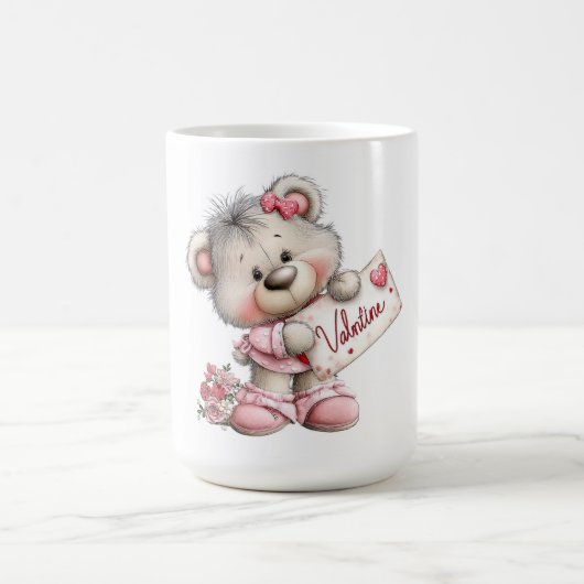 Valentinstag-Teddy mit Herz-Schild Kaffeetasse (Mittel)