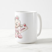 Valentinstag-Teddy mit Herz-Schild Kaffeetasse (VorderseiteRechts)
