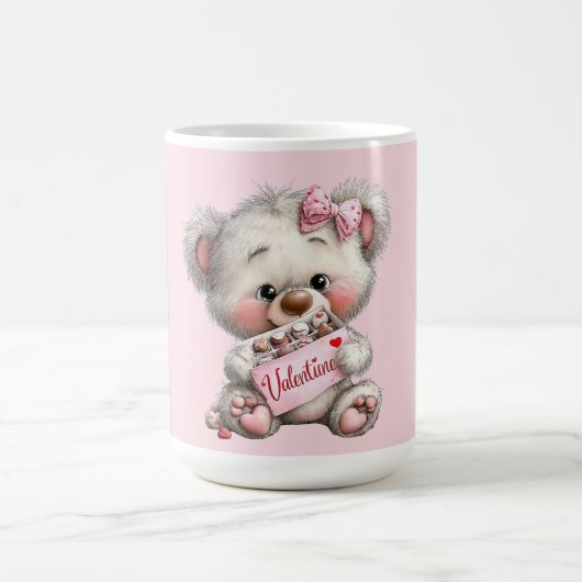 Valentinstag-Teddy mit Pralinen Kaffeetasse (Mittel)