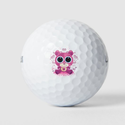 Valentinstag Teddybär Golfball (Vorderseite)
