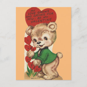 Valentinstag Teddybär im Vintage-Stil Feiertagspostkarte