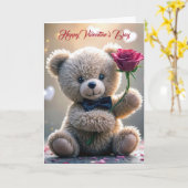 Valentinstag Teddybär Karte (Gelbe Blume)