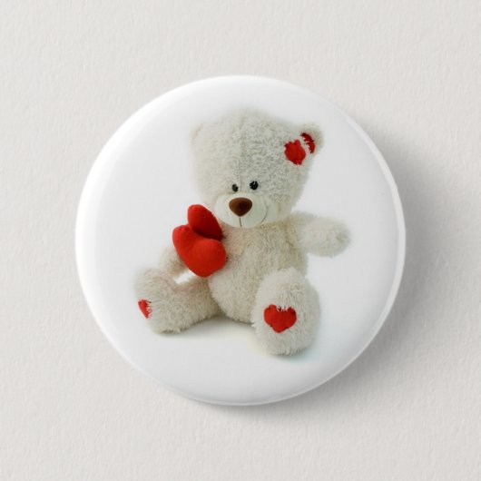 Valentinstag-Teddybär-Knopf Button (Vorderseite)