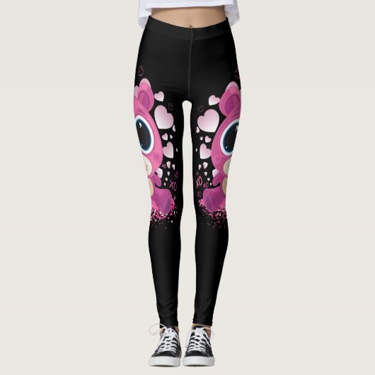 Valentinstag Teddybär Leggings (Vorderseite)