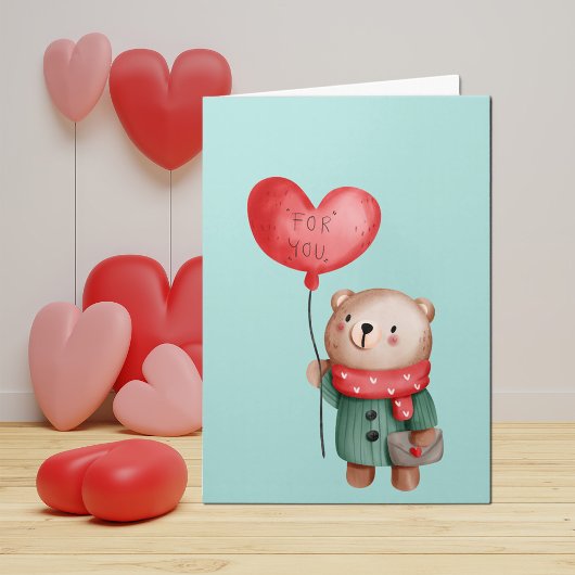 Valentinstag Teddybär mit Liebe Ballon Karte