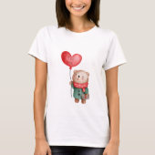 Valentinstag Teddybär mit Liebe Ballon T-Shirt (Vorderseite)