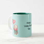 Valentinstag Teddybär mit Liebe Ballon Zweifarbige Tasse (Vorderseite Links)