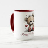 Valentinstag-Teddybär mit Rose und Herzen Tasse (Vorderseite Links)
