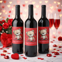 Valentinstag-Teddybär mit Rose und Herzen