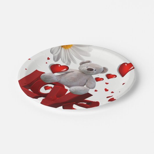 Valentinstag, Teddybär, Teller (Schrägansicht)