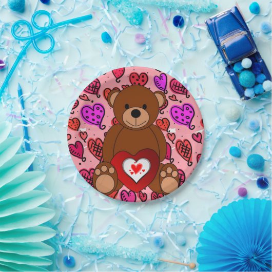 Valentinstag, Teddybär, Teller (Party)