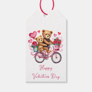 Valentinstag-Teddybären auf Fahrrad Geschenkanhänger