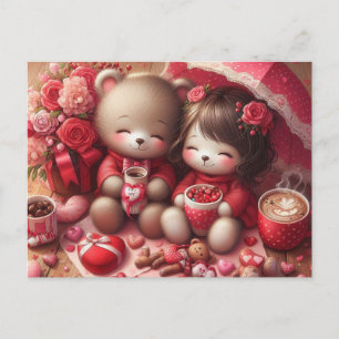 Valentinstag-Teddybären Postkarte