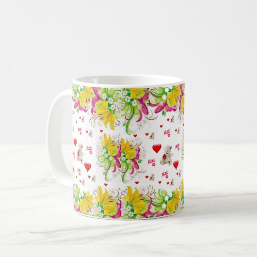 Valentinstag Teddybären-Tasse Kaffeetasse (Vorderseite Links)