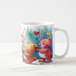 Valentinstag-Teddybären teilen herzförmige Süßigke Kaffeetasse