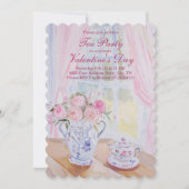 Valentinstag Tee Party bearbeitbare Einladung (Vorderseite)