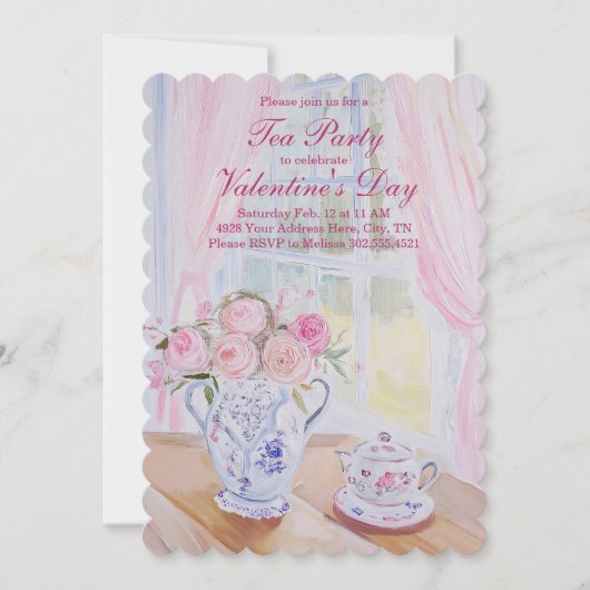 Valentinstag Tee Party bearbeitbare Einladung (Vorderseite)