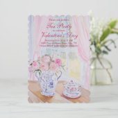 Valentinstag Tee Party bearbeitbare Einladung (Stehend Vorderseite)