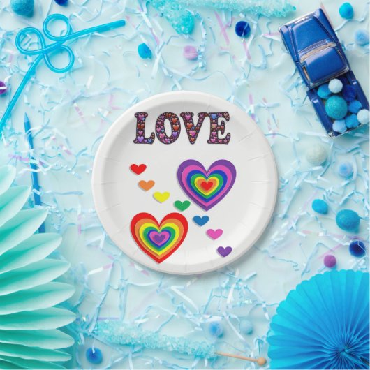 Valentinstag, Teller, Liebe Pappteller (Party)