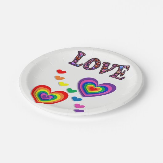 Valentinstag, Teller, Liebe Pappteller (Schrägansicht)