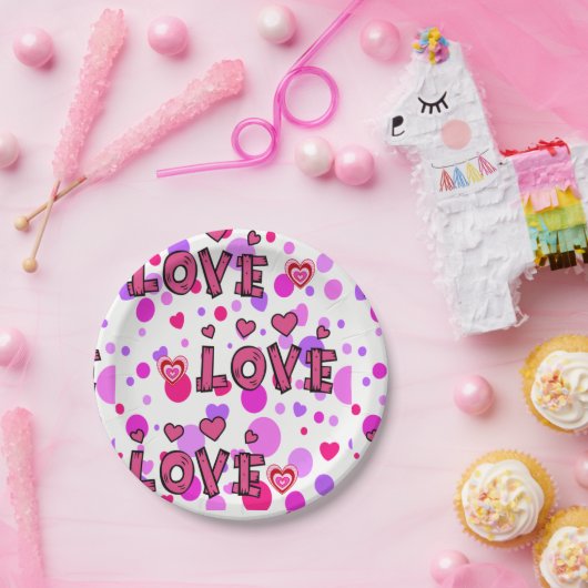 Valentinstag, Teller, Liebe Pappteller (Party)
