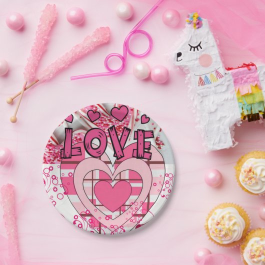 Valentinstag, Teller, Liebe Pappteller (Party)