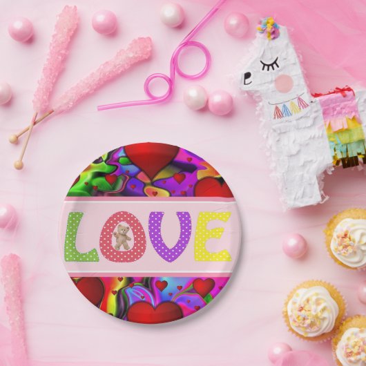 Valentinstag, Teller, Liebe Pappteller (Party)