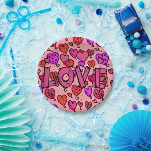 Valentinstag, Teller, Liebe Pappteller (Party)