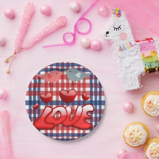Valentinstag, Teller, Liebe Pappteller (Party)
