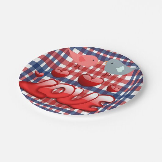 Valentinstag, Teller, Liebe Pappteller (Schrägansicht)