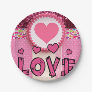 Valentinstag, Teller, Liebe Pappteller