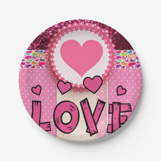 Valentinstag, Teller, Liebe Pappteller (Vorderseite)