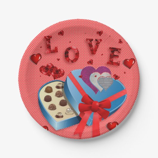 Valentinstag, Teller, Liebe Pappteller (Vorderseite)
