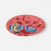 Valentinstag, Teller, Liebe Pappteller (Schrägansicht)